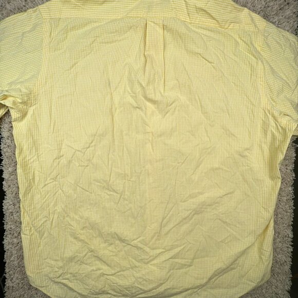 Ralph Lauren BLAKE Button Up Shirt Cotton Adult Size XL Yellow White Check S/S - Picture 8 of 8